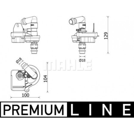 Control valve. refrigerant Heater valve 18mm-18mm length. 100mm VOLVO FH II 01.12- VOLVO FH II (FM/FH 4X2), 01.2012 - MAHLE AVS 7 000P