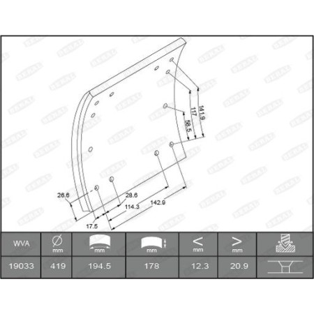Beral KBL19030.0-1631 - Brake Lining Kit, drum brake