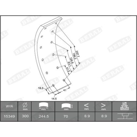Beral KBL15349.0-1549 - Brake Lining Kit, drum brake