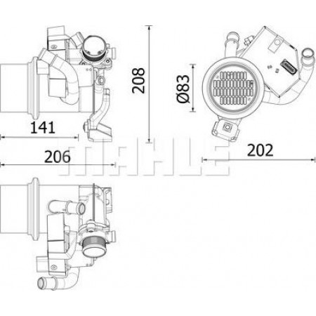 Radiador. Válvula EGR de recirculación de gases de escape con radiador AUDI A3 VW GOLF VII 2.0D 04.12- MAHLE CE 39 000P
