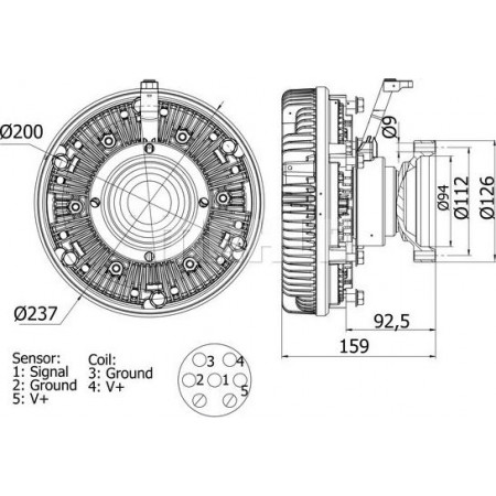 Coppia. ventola del radiatore Numero di pin della frizione della ventola. 5 RVI KERAX PREMIUM 2 DXi11 10.05- RENAULT TRUCKS PREMIUM 2, 10.2005 - MAHLE CFC 100 000S