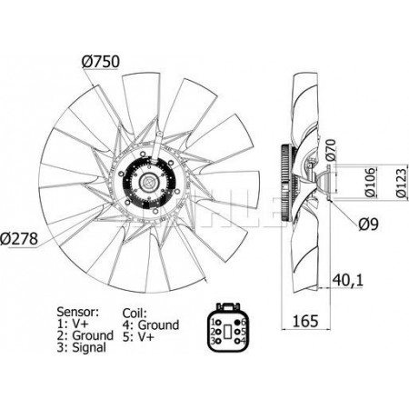 Fan. radiatore Frizione ventola con ventola 750mm numero di pale 11 numero di pin 6 SCANIA PGRT DC11.08-DT16.08 03.04- SCANIA P,G,R,T - serie (N320), 01.2003 - MAHLE CFF 460 000S