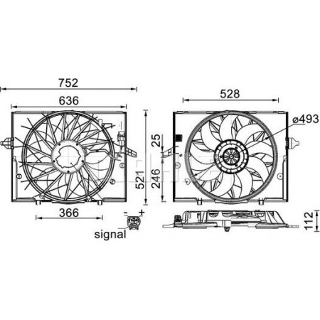 Ventilateur. radiateur Ventilateur de radiateur avec carter BMW 5 E60 5 E61 6 E63 6 E64 7 E65 E66 E67 2.0-4.8 11.01-12.10 BMW 6 - II (E64), Cabriolet, 03.2004 - 12.2010 MAHLE CFF 336 000S