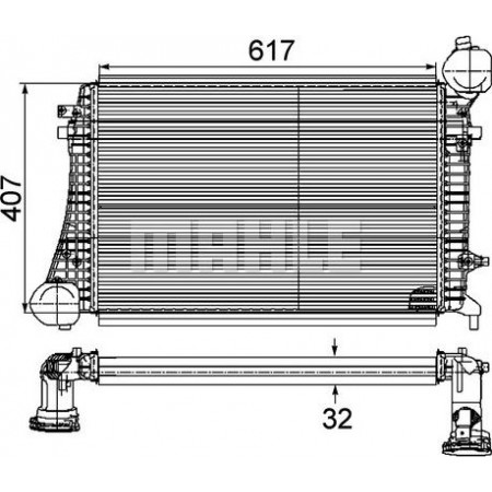 Intercooler. compresor Intercooler AUDI A3 SEAT ALTEA ALTEA XL LEON TOLEDO III SKODA OCTAVIA II SUPERB II VW CADDY III CAD VW CADDY III (2KB, 2KJ, 2CB, 2CJ), Dubita, 03.2004 - 05.2015 MAHLE CI 167 000P