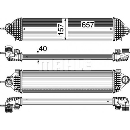 Ladeluftkühler. Ladeluftkühler-Kompressor FORD C-MAX II FOCUS III GRAND C-MAX KUGA II TOURNEO CONNECT V408 NADWOZIE WIELKO TRANSI FORD KUGA II (DM2), Crossover, 05.2012 - MAHLE CI 247 000P