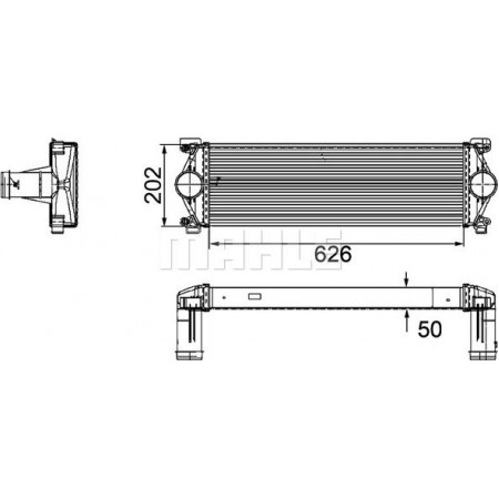 Intercooler. intercooler compressor RVI MASCOTT RENAULT MASTER PRO DXi3-ZD3A604 05.04-12.13 RENAULT TRUCKS MASCOTT, Support frame, 01.1999 - 12.2013 MAHLE CI 254 000P