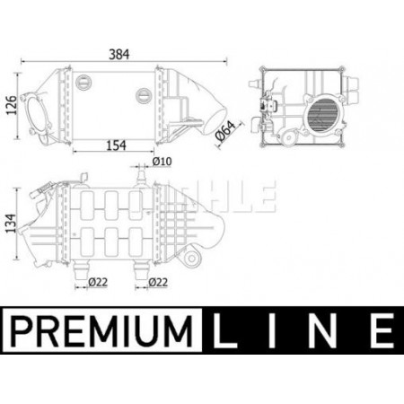 Intercooler. compressor O refrigerador de ar de alimentação se encaixa. BMW 5 F10 6 F12 6 F13 6 GRAN COUPE F06 X6 F16 F86 4.4 09.11-07.19 BMW 6 Gran III (F06), Compartimento, 03.2012 - 10.2018 MAHLE CI 226 000P