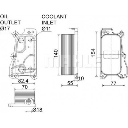 Refroidisseur d'huile. Huile moteur Radiateur d'huile MERCEDES C C204 C CL203 C T-MODEL S203 C T-MODEL S204 C W203 C W204 CLC CL203 CLK A MERCEDES-BENZ SPRINTER 3-t (906), Fourgon, 06.2006 - MAHLE CLC 235 000P