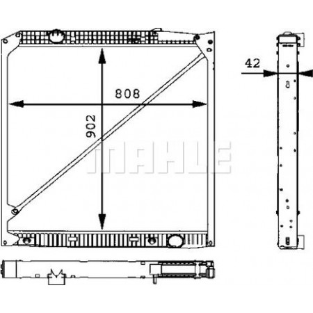 Radiator. engine cooling Engine radiator with frame fits. MERCEDES ACTROS ACTROS MP2 - MP3 OM541.920-OM542.969 04.96- MERCEDES-BENZ ACTROS MP2 / MP3 (934.03), 10.2002 - MAHLE CR 669 000P
