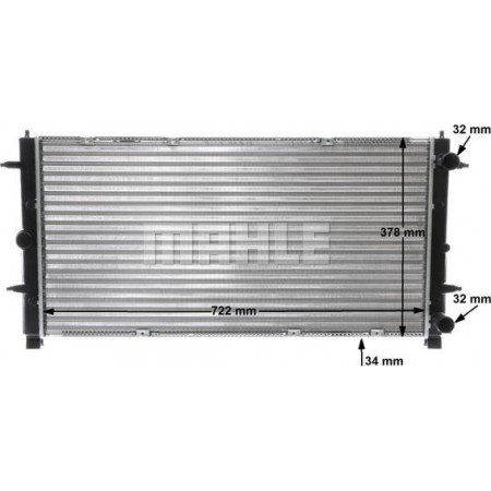 Radiator, engine cooling VW TRANSPORTER IV (70XD), Support frame, 07.1990 - 04.2003 MAHLE CR 398 000S