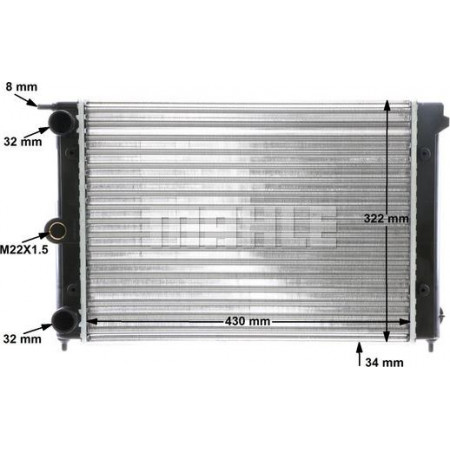 Radiator, engine cooling VW SCIROCCO II (53B), Compartment, 08.1980 - 07.1992 MAHLE CR 342 000S