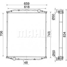 Radiator. motorkoeling Motorradiator zonder frame past. MAN M 2000 L M 2000 M M90 D0824LF01-D2865LF02 08.88- MAN M 2000 M (L73), 08.1995 - 12.2005 MAHLE CR 2584 000S