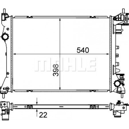 Radiator, engine cooling FIAT DOBLO II (263_), Support frame, 02.2010 - MAHLE CR 2056 000S