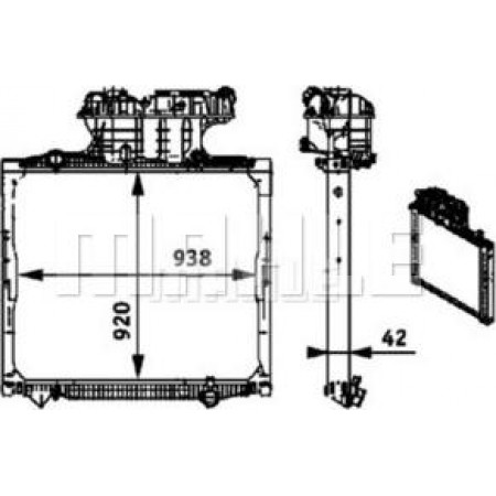 Radiator. engine cooling Engine radiator with tall frame EURO 4-EURO 5-EURO 6 fits. MAN TGA TGS I TGX I ​​D1556LF07-D3876LF09 MAN TGA (H36), 03.2000 - MAHLE CR 701 000P