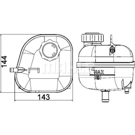 Expansion tank. cooling Coolant expansion tank with plug MINI R50 R53 R52 03.02-11.07 MINI Cooper I (R52), Convertible, 04.2004 - 07.2008 MAHLE CRT 85 001S