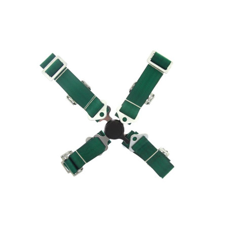 "Equipamiento interior PASY SPORTOWE 4 PUNKTOWE QUICK - VERDE z klamra centralna szybkiego wypiecia. 2""" SPEEDMAX JB-PA-015