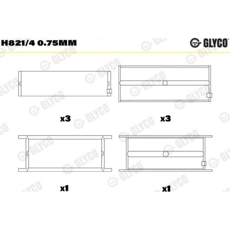 Glyco H821/4 0.75mm - Main Bearings, crankshaft