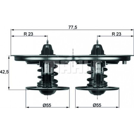 Termostato sistema di raffreddamento Termostato sistema di raffreddamento 8087C-87C con guarnizione SCANIA 4 PGRT DC11.01-DT16.08 05.95- SCANIA 4 - serie (LA4X2), 05.1995 - 04.2008 MAHLE TX 32D