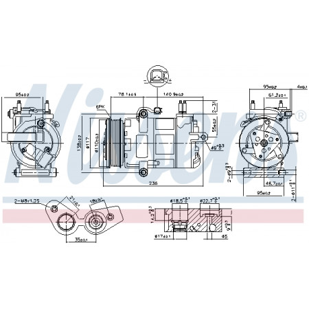 Compressor, ar condicionado Compressor de ar condicionado FORD TOURNEO CUSTOM V362 TRANSIT CUSTOM V362 TRANSIT V363 2.2D 04.12- NISSENS NIS 890217
