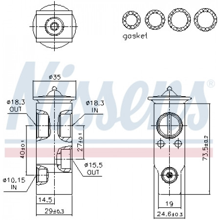 Supapa expansiune, clima Air conditioning valve LAND ROVER DISCOVERY III DISCOVERY IV RANGE ROVER SPORT I 2.7D-5.0 07.04-12.18 NISSENS NIS 999388