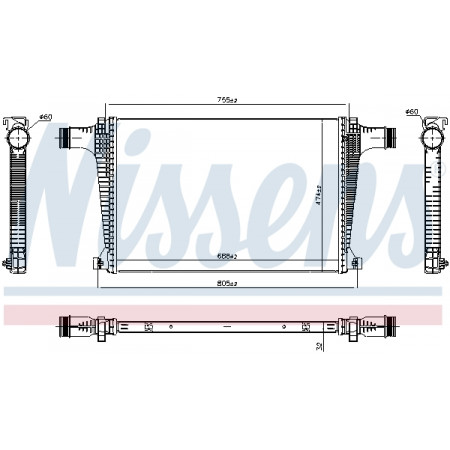Intercooler, compresor Intercooler AUDI Q7 VW TOUAREG 2.0/3.0D/3.0DH 01.15- NISSENS NIS 961470