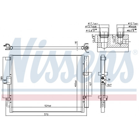 Condensator, climatizare A/C condenser with dryer KIA SOUL II 1.6 11.16- NISSENS NIS 941133