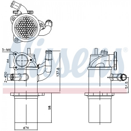 Kühler, Abgasrückführung Abgaskühler AUDI A4 ALLROAD B8 A4 ALLROAD B9 A4 B8 A4 B9 A5 A6 C7 Q5 2.0D 11.07- NISSENS NIS 989423