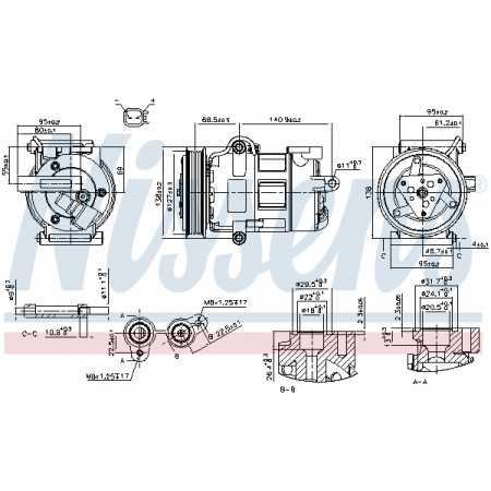 Compressor, airconditioning Aircocompressor FORD TRANSIT TRANSIT TOURNEO 2.2D 04.06-08.14 NISSENS NIS 890698
