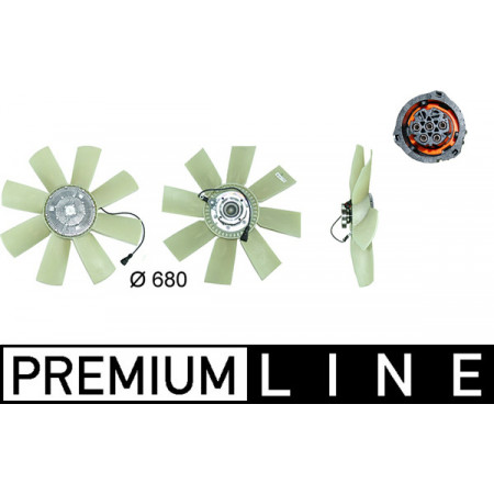 Ventilateur, radiateur Embrayage de ventilateur avec ventilateur 680mm nombre de pales : 8 nombre de broches : 5 VOLVO FM FM12 FM9 D12C340-D9B380 08.98- MAHLE CFF 439 000P
