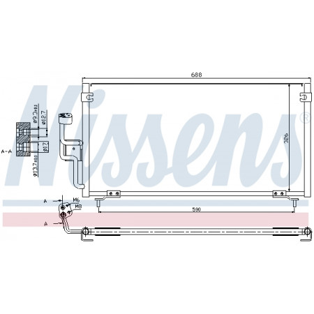 Condensor, koude airconditioning Mitsubishi Galant 96 - 2.5 V6 24V en Benz. Aut. Airco + / - EA5A A / A NISSENS NIS 94702