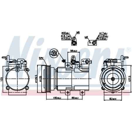 Compresor, climatizare Air-conditioning compressor HYUNDAI HIGHWAY SANTA FE I TRAJET TRAJET/MINIVAN XG KIA SORENTO I 2.0-2.7 12.98-06.09 NISSENS NIS 89276