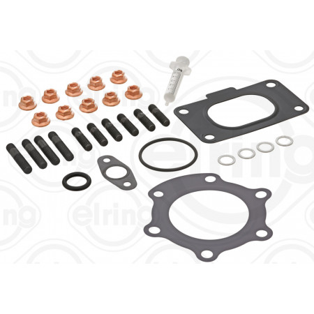 Assembly set, turbocharger Assembly set turbocharger with gaskets MERCEDES ACTROS MP4 / MP5 ANTOS AROCS SETRA 400 500 DEUTZ FAHR 10000 6R1300C20-OM471.937 07.11- ELRING EL972620