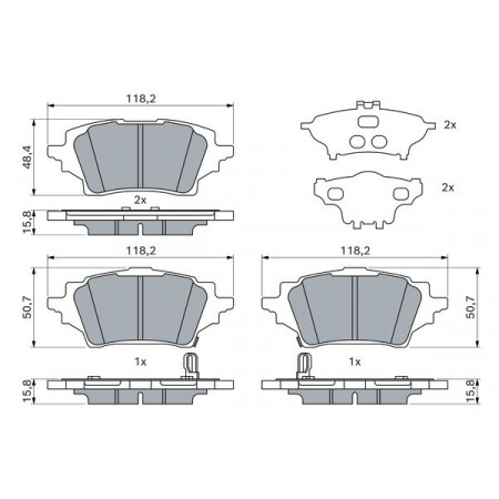Bremsbelagsatz hinten TOYOTA C-HR COROLLA YARIS 1.2-2.0H 10.16- BOSCH 0 986 424 911