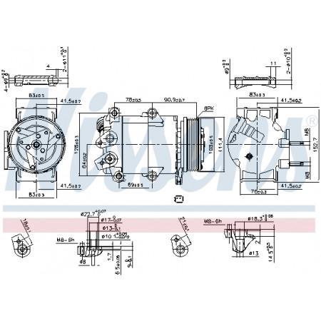 Compressor, airconditioning Aircocompressor FORD FIESTA VI 1.25-1.6D 06.08- NISSENS NIS 890321