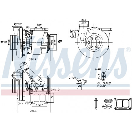 Turbocompresseur Turbocompresseur avec kit de montage RVI VOLVO FH FM FMX KERAX MAGNUM D13 D9A D9B DXI13 RVI C K T DTI13/DTI13-122HK/DTI13-122HL 01.13- NISSENS NIS 93769
