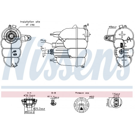 Expansion tank, cooling Expansion tank with level sensor AUDI A4 ALLROAD B9 A4 B9 A5 05.15- NISSENS NIS 996323