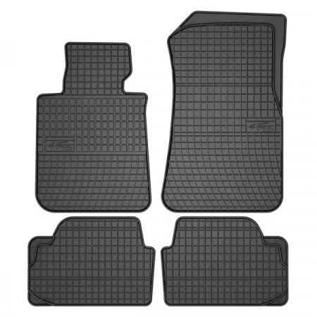 Tappetino in gomma FROGUM, 4 pz. BASIC, set posteriore anteriore, colore nero, adatto per BMW 1 (E81), 1 (E87) 06.04-12.19, Cabriolet Coupe Liftback Station wagon SUV, versione: AWD 4WD FWD Cavalletto