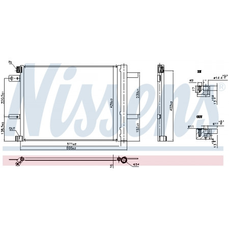 Condensador, ar condicionado Condensador A/C com secador DS DS 7 DS 9 CITROEN BERLINGO BERLINGO/MINIVAN C4 SPACETOURER GRAND C4 SPACETOURER SPACETOURER OPEL ASTRA L COMBO E TOUR / LIFE 1.2-Electric 04.16- NISSENS NIS 941090