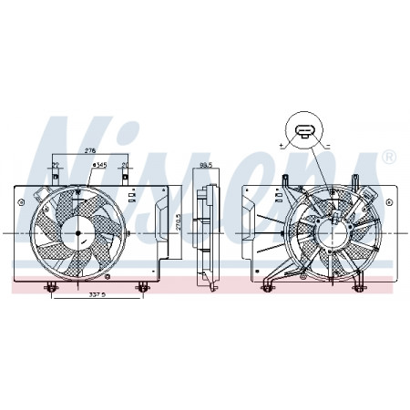 Ventilador, radiador Ventilador do radiador com caixa FORD B-MAX ECOSPORT FIESTA VI 1.0 09.12- NISSENS NIS 85810