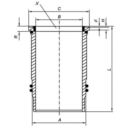 Camasa piston inner diameter: 128mm length: 266mm flange diameter: 1555mm with o-rings MERCEDES AXOR AXOR 2 CAPACITY CITARO O 530 CONECTO O 345 INTEGRO O 550 OM457-OM458.990 MAHLE 005 WN 09 01
