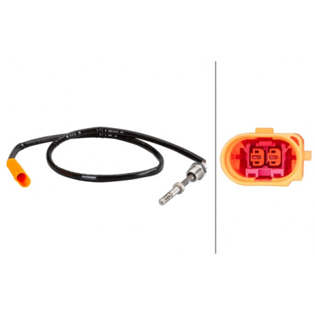 Capteur, température des gaz Sonde de température des gaz d'échappement après DPF AUDI A3 TT SEAT ALTEA ALTEA XL LEON TOLEDO III SKODA OCTAVIA II SUPERB II YETI VW BEETLE EOS GOLF PLUS 1.6D/1.9D/2.0D 05.03- HELLA 6PT010 376-101