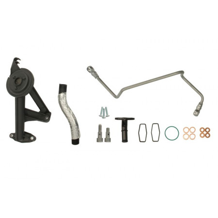 Conjunto de montaje, turbocompresor Kit de montaje de turbocompresor Con tubos y filtro de cárter de aceite Manguera corta Tubo de aceite Junta de tubo de aceite Junta de tubo de aceite con pernos y juntas VOLVO C30 S40 II S80 II V50 V70 III 1.6D 10.03- 