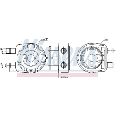 Radiateur d'huile, huile moteur Radiateur d'huile HYUNDAI ACCENT II ELANTRA III GETZ HIGHWAY MATRIX SANTA FE I TRAJET TUCSON KIA CARENS II CERATO I SPORTAGE II 1.5D/2.0D 03.01- NISSENS NIS 90780