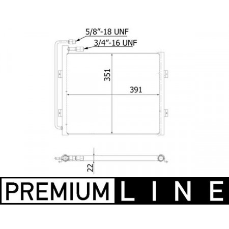 Condensador, ar condicionado Condensador A/C 351x391x22 MASSEY FERGUSON 8000 11.08-12.12 MAHLE AC 940 000P