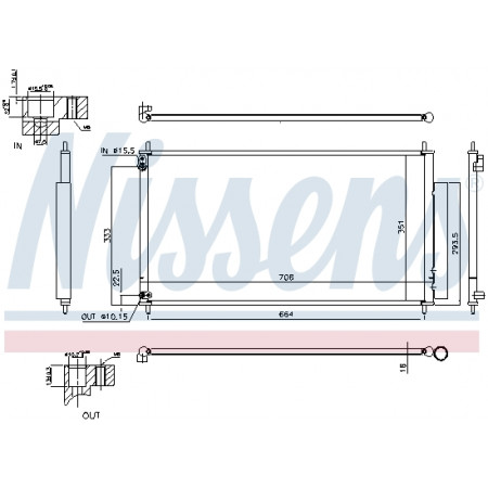 Condenseur, climatisation Condenseur de climatisation avec déshydrateur HONDA CIVIC IX 1.6D/1.8 02.12- NISSENS NIS 940340