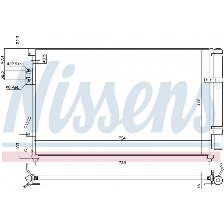 Condensator, climatizare A/C condenser with dryer KIA CARNIVAL III 2.7 06.06- NISSENS NIS 940630