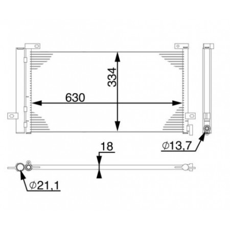 Kondensator, Klimaanlage Kondensator A/C 630x334x18 VOLVO FM FM II FMX II 09.05- MAHLE AC 74 000S