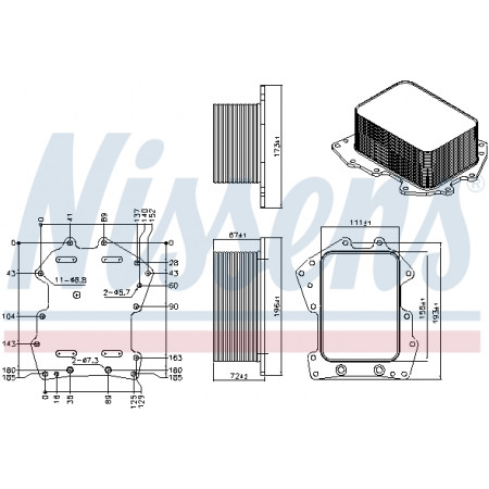 Oil radiator, engine oil Oil radiator LAND ROVER RANGE ROVER III RANGE ROVER IV RANGE ROVER SPORT II 4.4D 07.10- NISSENS NIS 91279