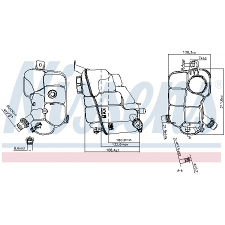 Ausgleichsbehälter, Kühlung Ausgleichsbehälter mit Stopfen mit Füllstandsensor LAND ROVER DISCOVERY SPORT RANGE ROVER EVOQUE 06.11- NISSENS NIS 996230