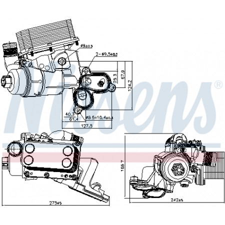 Oil cooler, engine oil Oil cooler with housing NISSAN PRIMASTAR QASHQAI I X-TRAIL X-TRAIL II OPEL VIVARO A RENAULT ESPACE IV GRAND SCENIC II GRAND SCENIC III KOLEOS I LAGUNA LAGUNA II 2.0D 08.05- NISSENS NIS 90924